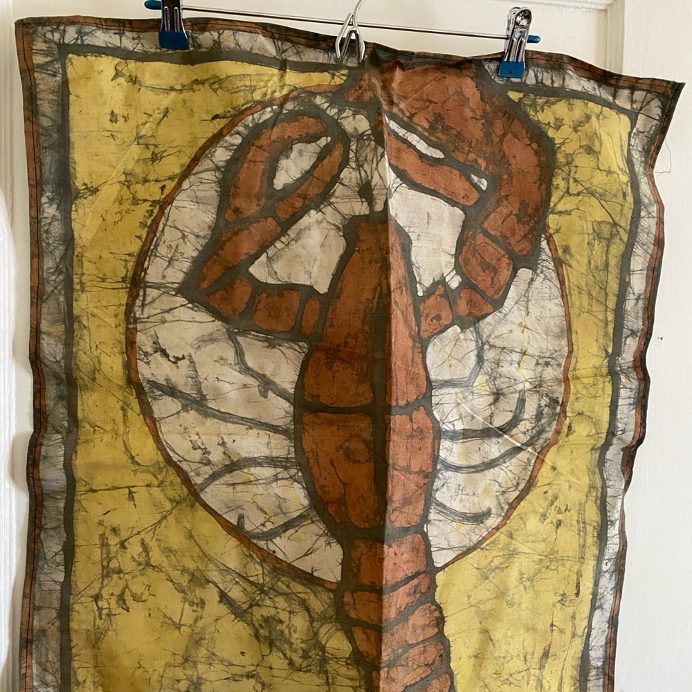 Vintage Lobster Batik Original Art Wall Hanging from the 1970s